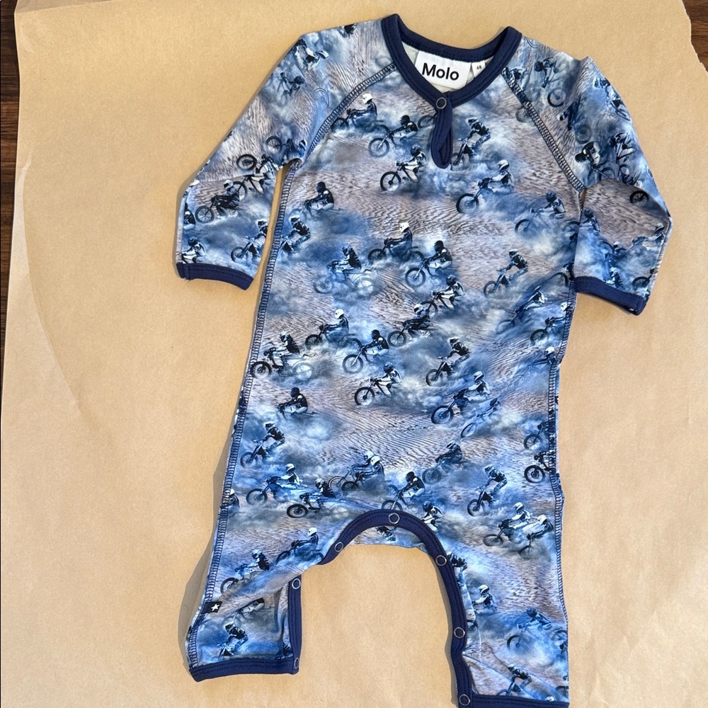 Molo Blue Adventure Print Baby Romper
